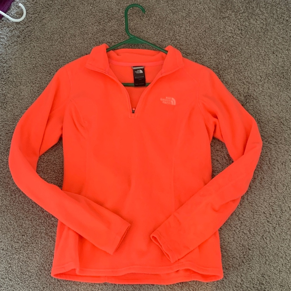NORTHFACE WOMENS SMALL HALF ZIP SHIRT (bright orange)